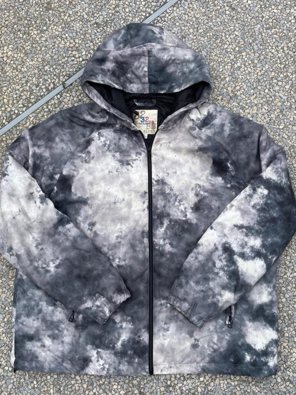 32 Bar Blues Men's Hooded Cloud-Print Winter Insulated Jacket - Gray